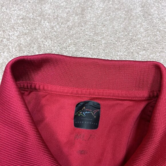 Greg Norman Polo Men’s Red Striped Short Sleeve Size Large - Picture 8 of 11